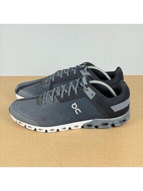 On Cloudflow Athletic Running Shoes Mens 11 Gray Black White Breathable Lace Up